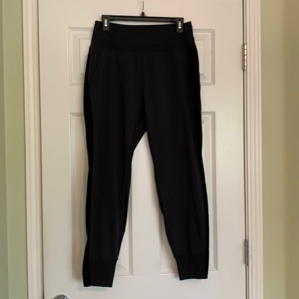 Athleta Venice Black Velvet Striped Pant sz M - Picture 3 of 16